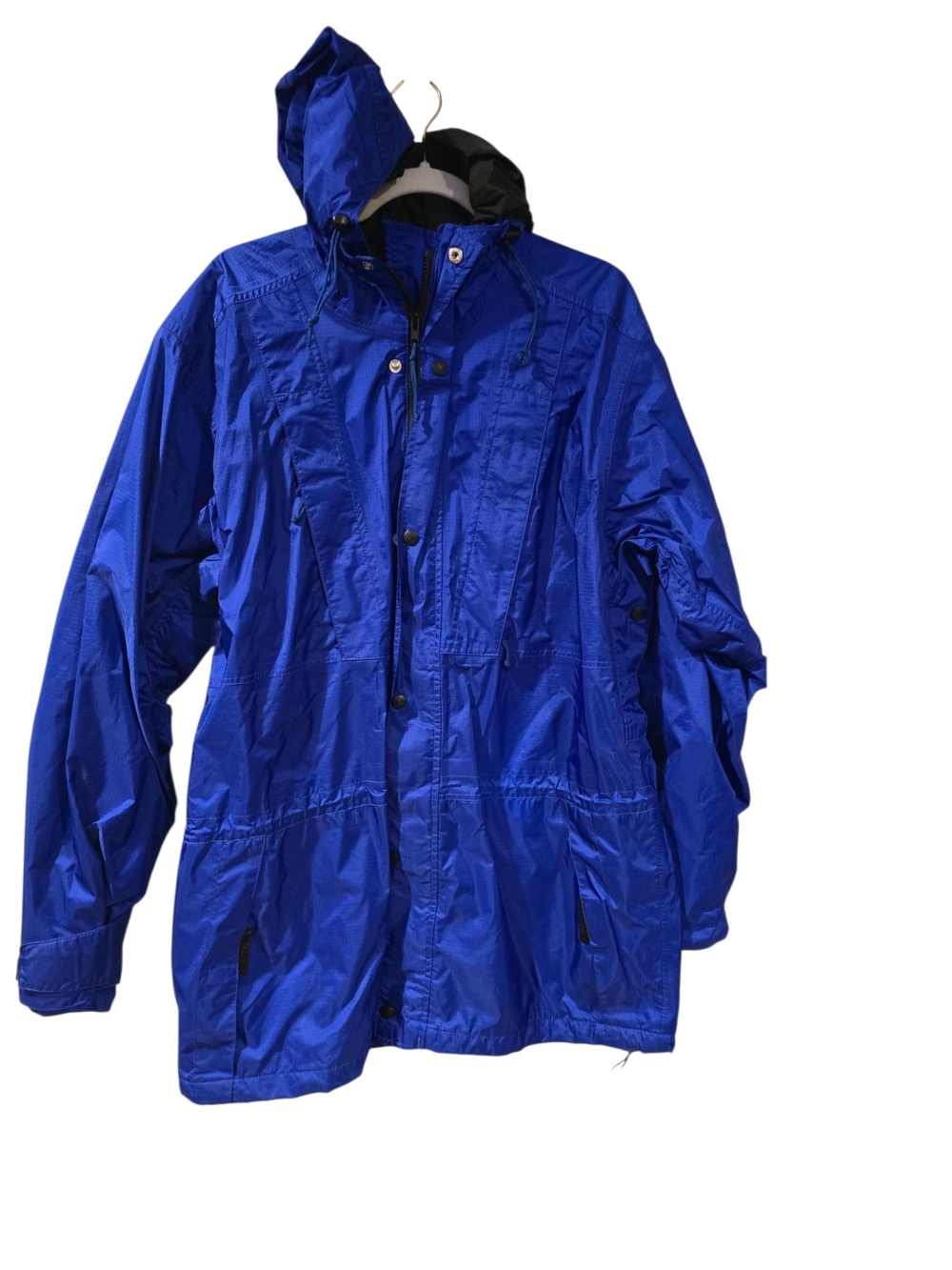 REI Women's Blue Hooded Waterproof Gore-Tex Rain Jacket Windbreaker Coat Sz L - Picture 2 of 7